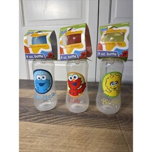 Sesame Street 3 Bottles 9 oz Each. Cookie Monster Elmo Big Bird BPA Free